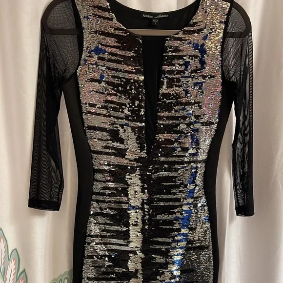 bebe black sequin dress Beaded Gown